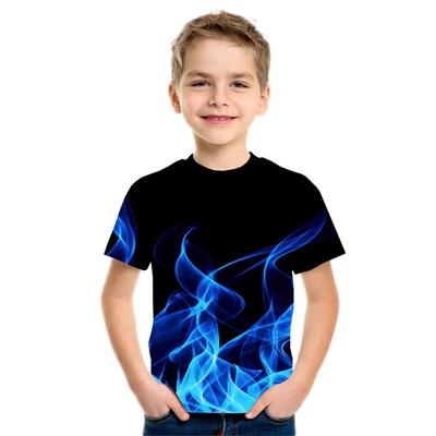 Kids T-shirts Boys' T-shirt 3D Printed Color Smoke Flame Fashion Trend Printed Short Sleeved Summer Top