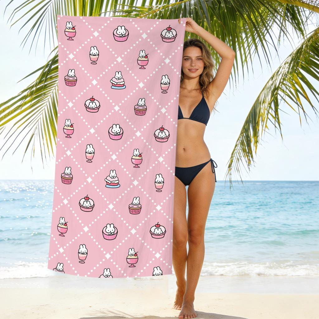 New Cute Rabbit Printed Microfiber Beach Towel Quick Dry Soft Bath Towel For Kids