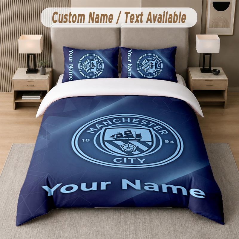 Manchester City Design Bedding Set Custom Text 1 Duvet Cover & 2 Pillow Cases