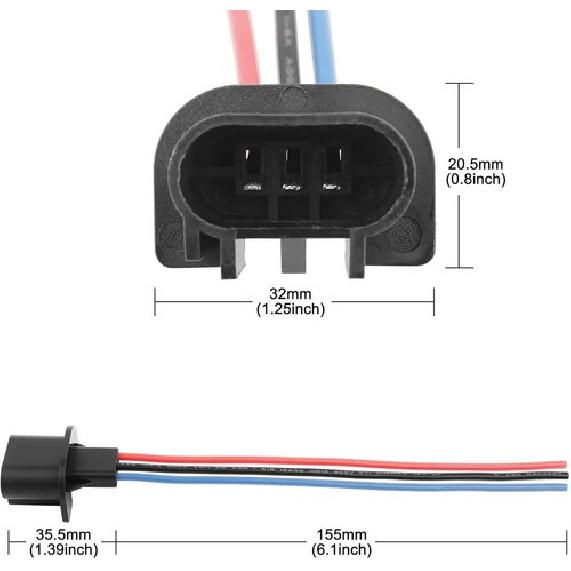 (2) 8" H13/9008 3-Way Male Adapter Pigtails Good For Light Conversion Retrofit