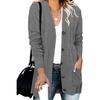 Women's V-Neck Button Front Knitted Cardigan with Pockets, Casual Long Sleeve Open Front Sweater (12 Colors)
