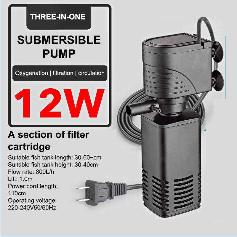 

Пластиковый фильтр для аквариума 3 в 1 Фильтрация Увеличение воздуха Кислород Аквариумный фильтр с внутренней губкой 4/6/12/20/30 Вт as the picture