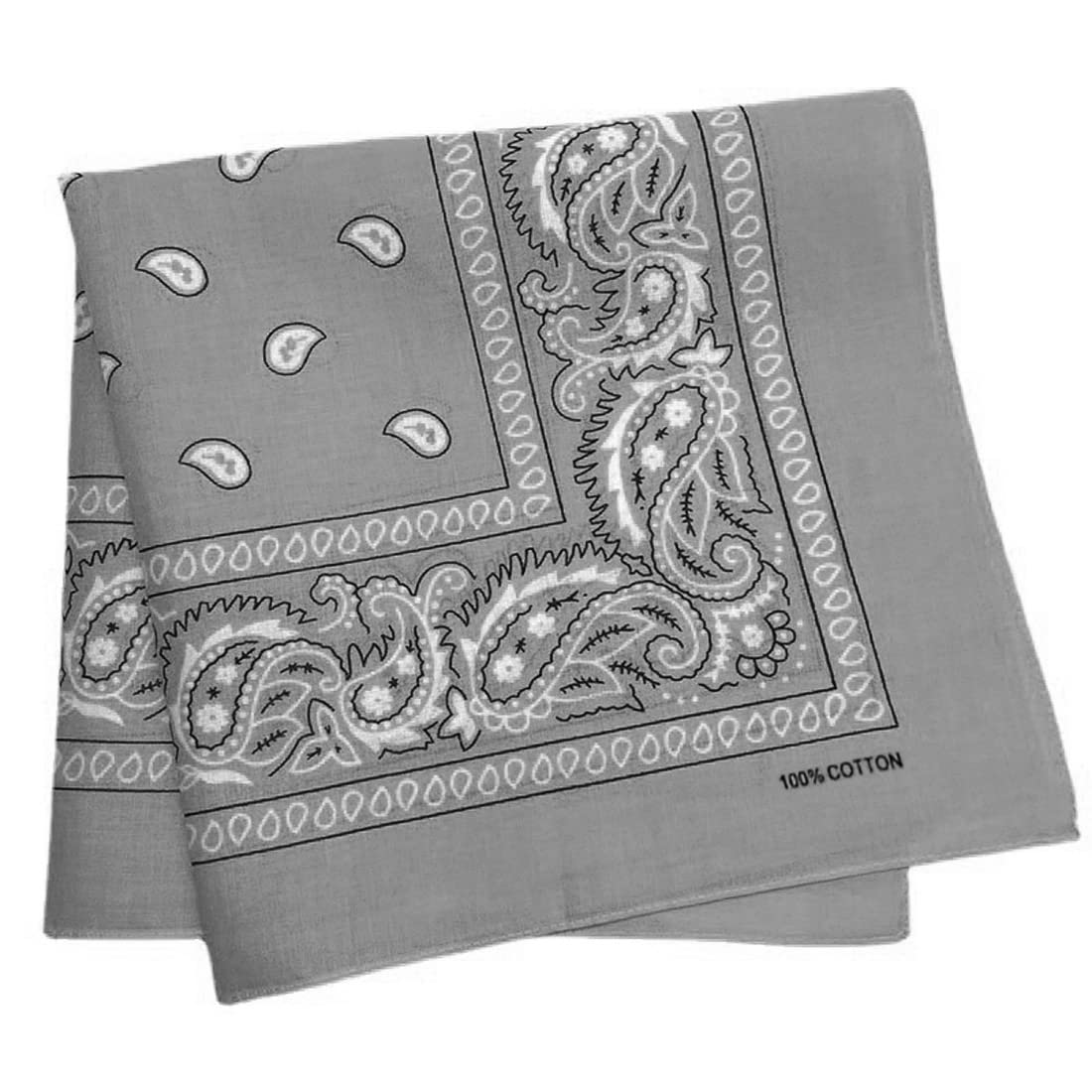 Trifong Bandana Paisley Bandana Adults Gray 100% Cotton Large Cashew Pattern Bandana Men s Women s Handkerchief 55cm x 55cm