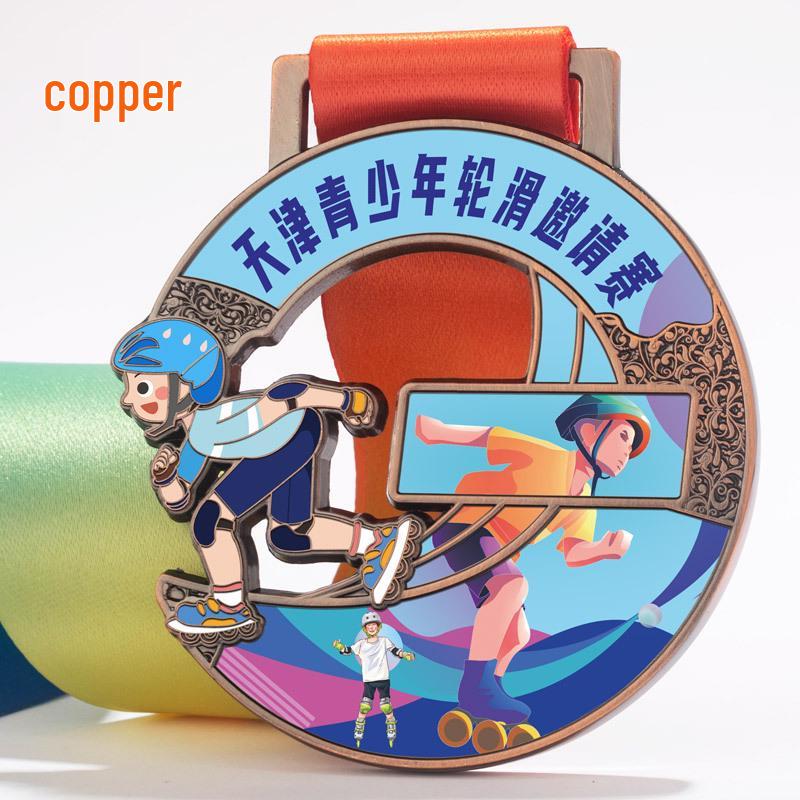Custom Children s Figure & Ice Skating Gold Medal - Roller Skating Marathon Souvenir бронзовый