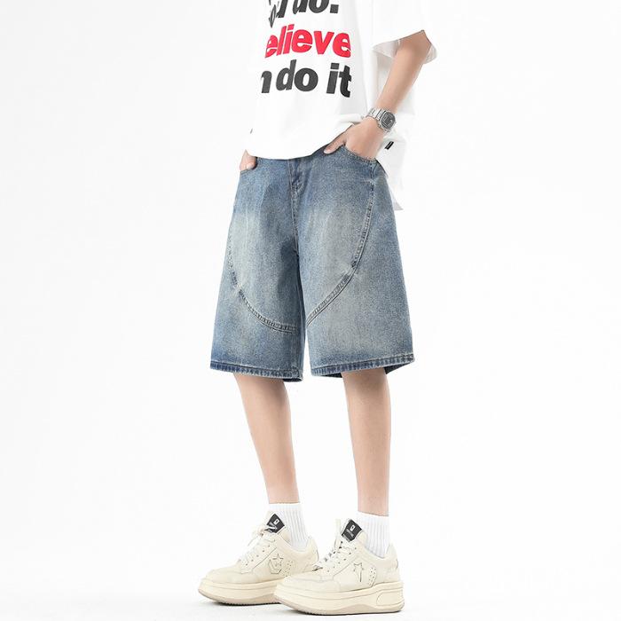 

Весна Новый Стиль Полуэластичный Пояс Джинсовая Ткань Универсальные Мужские Шорты Миди M