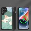 Cute White Flower Cat For Samsung S26 S20Ultra S21 Pro S22 Plus S23 FE S24 Ultra S25 For Magsafe Edge Glass Phone Case