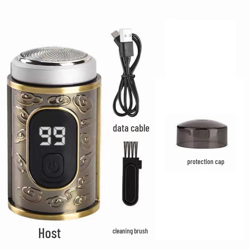 Mini USB Beard Shaver: Portable High Power Razor with Digital Display and German Steel Blades.