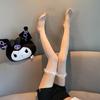 Ultra-Thin Black Silk Open Crotch Garter Stockings with Shine