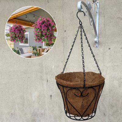Cesta Colgante de Metal para Macetas Cesta Colgante con Forro de Fibra de Coco Maceta con Marco de Alambre para Plantas de Interior y Exterior Flores