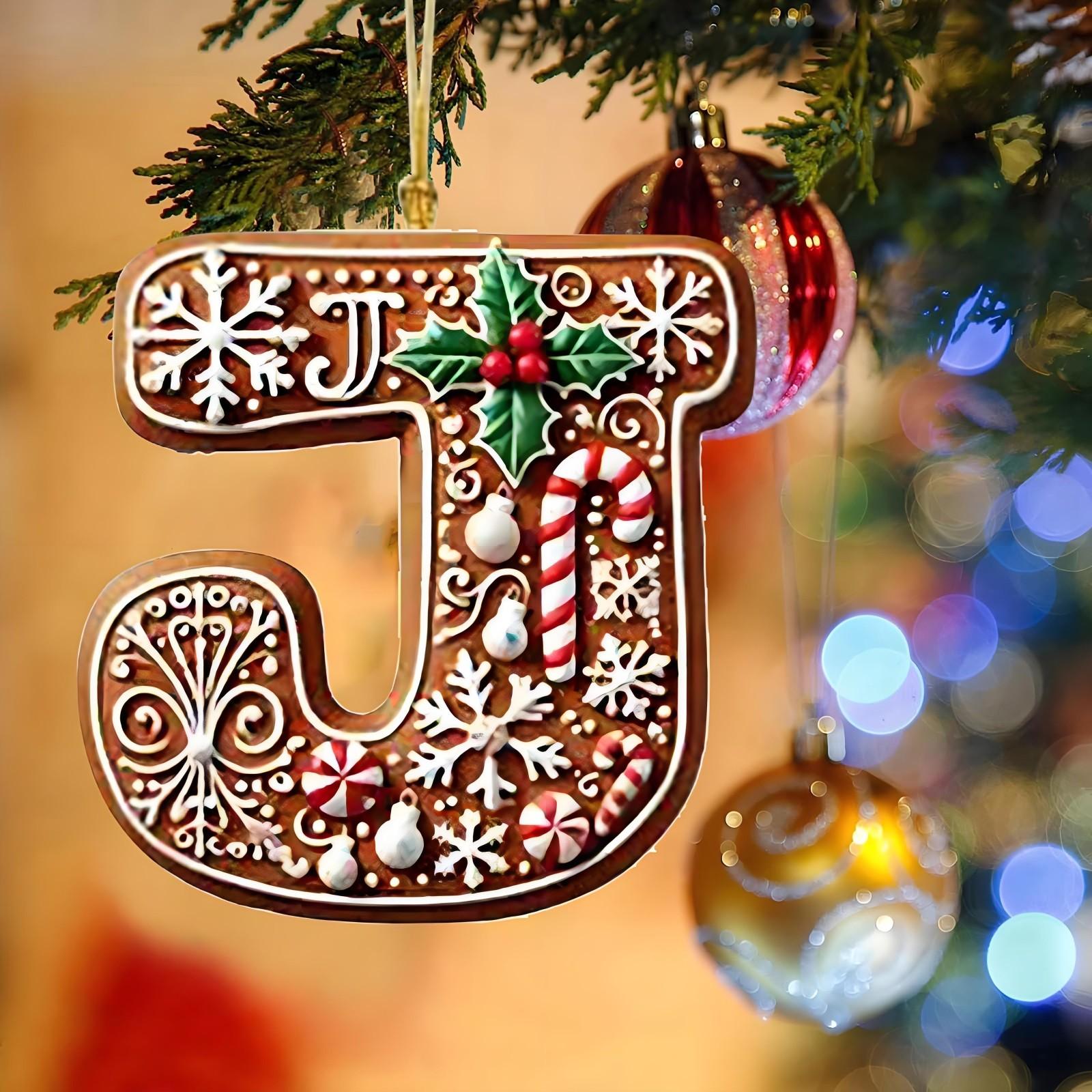 

Різдвяна ялинка з 26 буквами, яка висить персоналізовану різдвяну прикрасу з цукерки One Size