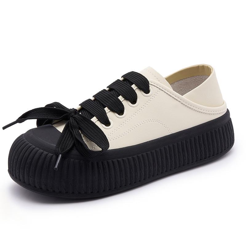 

Genuine leather two wear white shoes women 2025 autumn new round head platform sports cowhide casual shoes heightening board shoes women 35