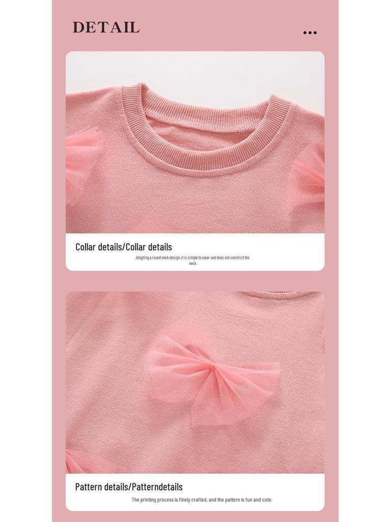 Malwee Girls' Autumn/Winter Sweatshirt: European & American Style Round Neck Long Sleeve Pullover for Kids