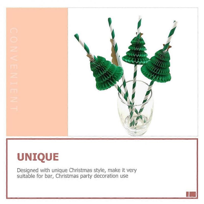 Christmas Style Drinking Straws Honeycomb Straws Food-Grade Cardboard Material 50Pcs For Bar Use And Holiday