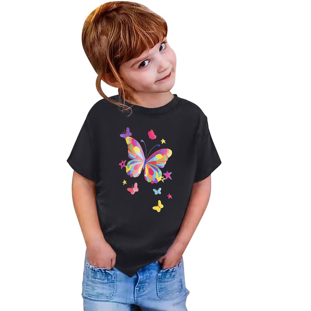 Kids Fashion Short Sleeve Round Neck Floral Printed Casual T-Shirt Top