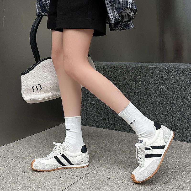 Leather Dexun shoes spring new breathable flat baseplate shoes lightweight Forrest Gump shoes