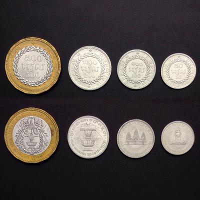 4 stks/set Azië Cambodjaanse Tweekleurige Uncirculated Munten Buitenlandse Munten Collectie Geschenken