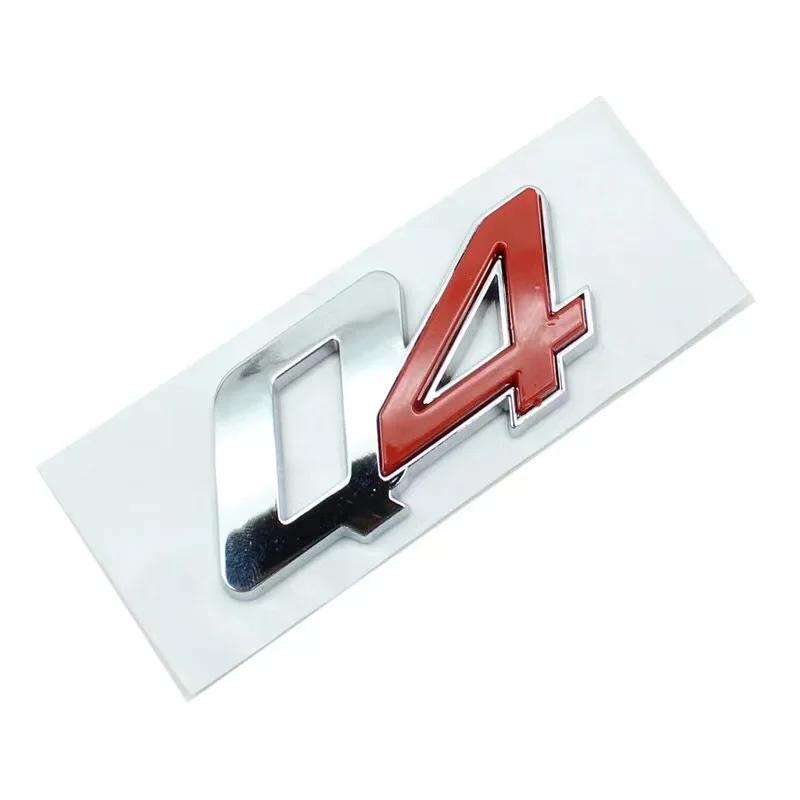 3D ABS Chrome Black Red Logo Q4 Emblem Car Trunk Decal For Q4 Stikcer Accessories