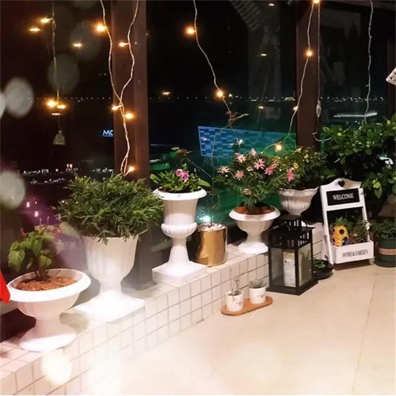 Black White Plastic Vase Wedding Stage Large Vase Decoration Home Furnishings Garden Balcony Courtyard Flower Pot Ornaments