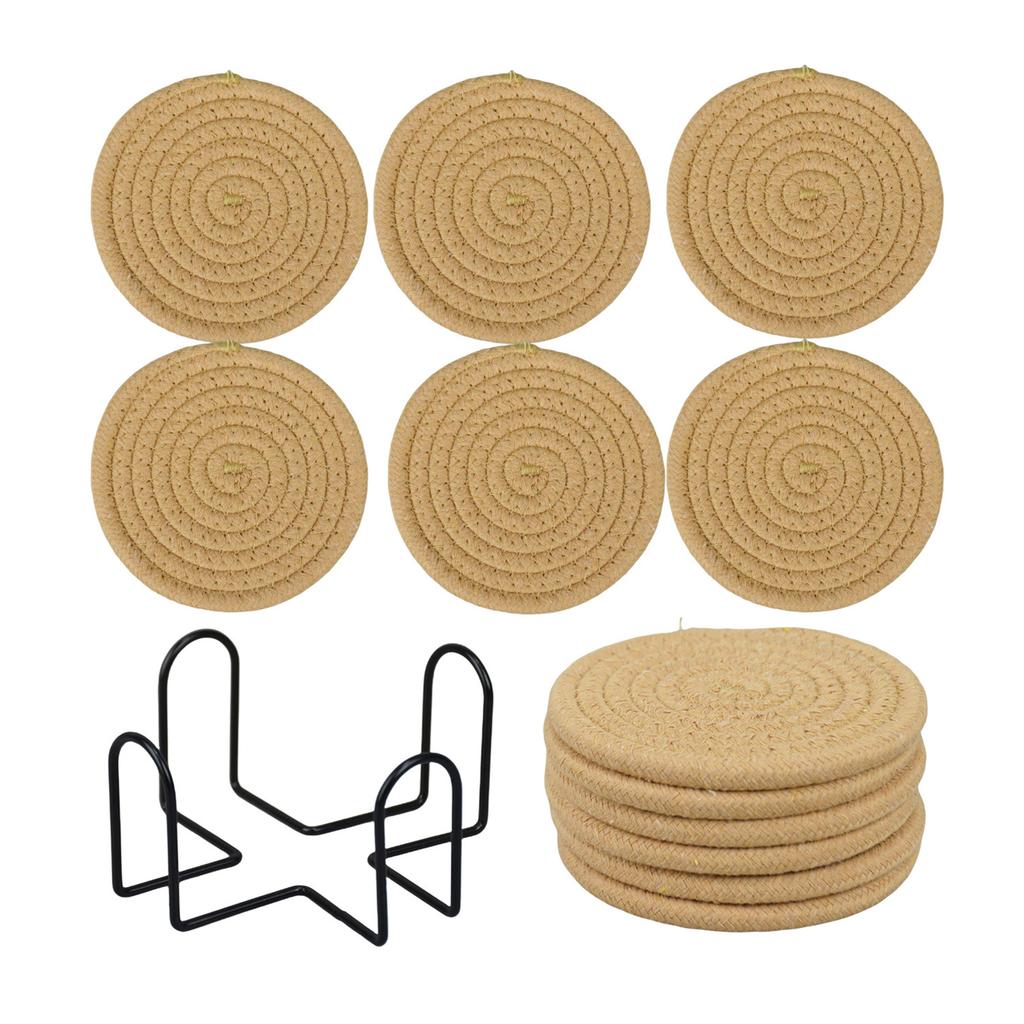 Woven Round Cotton Placemat Non- Heat Table Mats for Dining