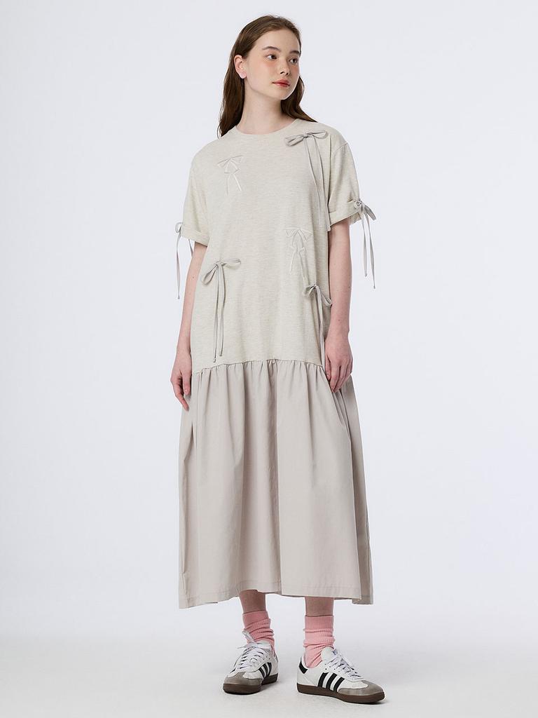 THE STUDIO K Ribbon Point Comfy Dress (Oatmeal)