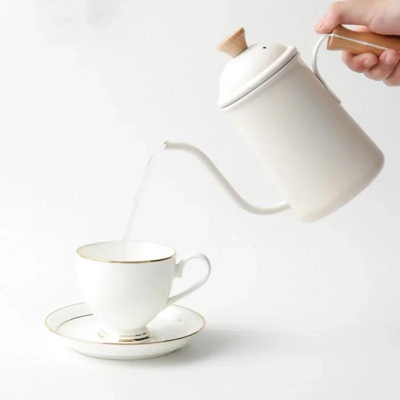 650ML Kaffee Handaufguss Kanne Japanische Lange Schmale Ausguss Griff Edelstahl Kessel Camping Teekanne Kaffee Brühzubehör