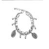 Women Bracelet Alloy Steel Geometric Shape Pendant Double-layer Bracelet