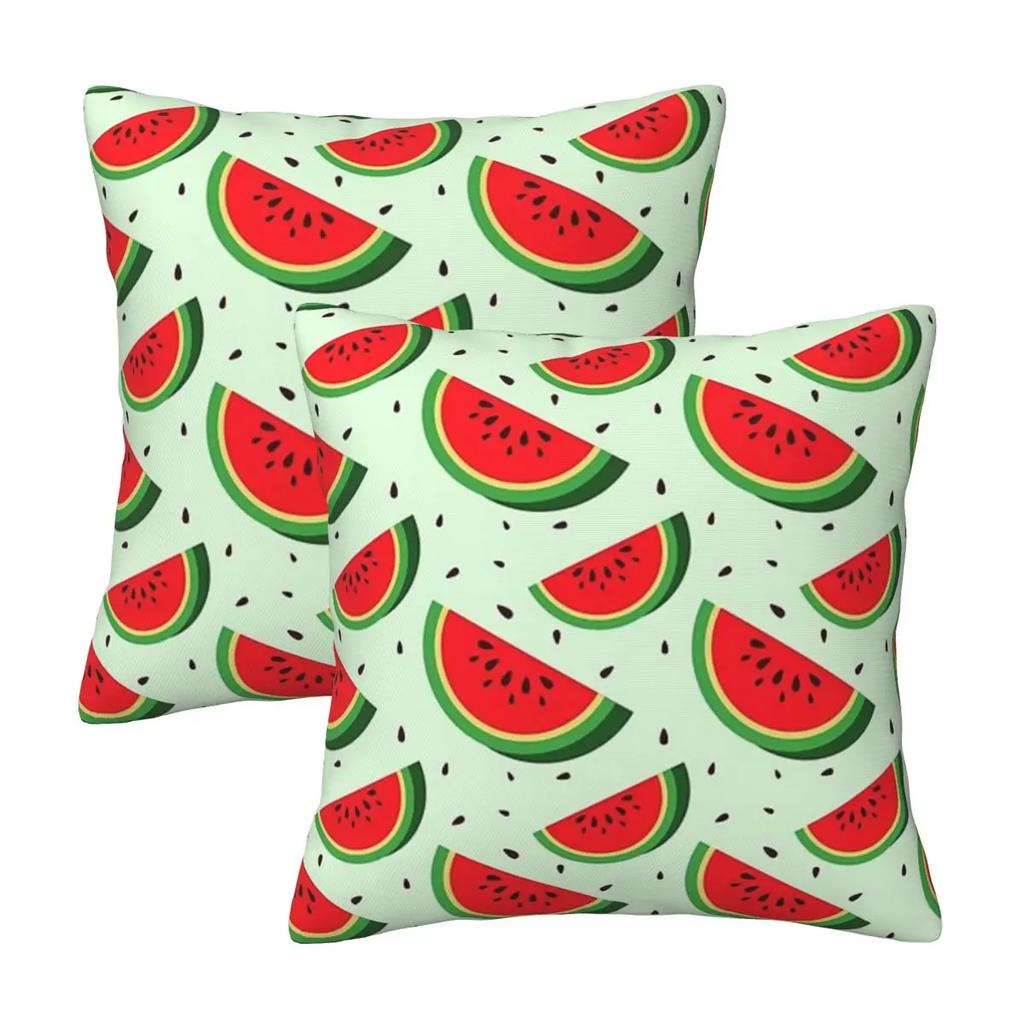 Cute Watermelon Slices 2 Pcs Square Pillowcase Pillow Cover Cushion Decor Comfort Throw Pillow For Home Car