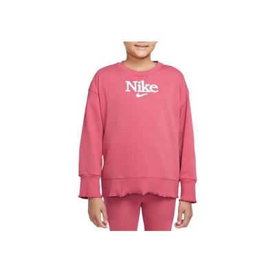 Nike Felpa casual comoda a tinta unita calda con stampa lettera americana a maniche lunghe per bambini felpa rosa DJ5827-622