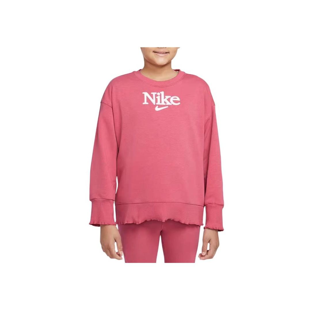 

Nike Повседневный удобный однотонный теплый американский толстовка с длинным рукавом с принтом букв Детская толстовка розового цвета DJ5827-622 XL