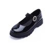 New Thick-soled Buckle Girls' Single Shoes Patent Leather British Older Children's Shoes Non-slip Solid Color Girls' Student Shoes Children's Leat