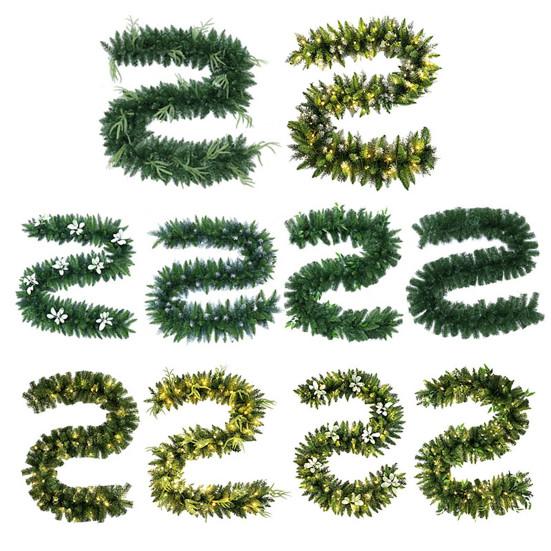 Guirlande de cèdre de Noël de 9 pieds Guirlande de cèdre artificielle réaliste Guirlande d'aiguilles de pin artificielles pliables