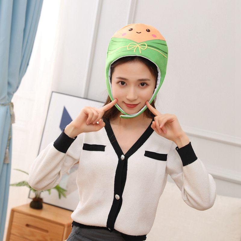 

Короткий головной убор цзунцзы, шляпа, плюшевый головной убор, реквизит для фото, мультяшный головной убор. Head width 29CM Total length 35CM0.1kg