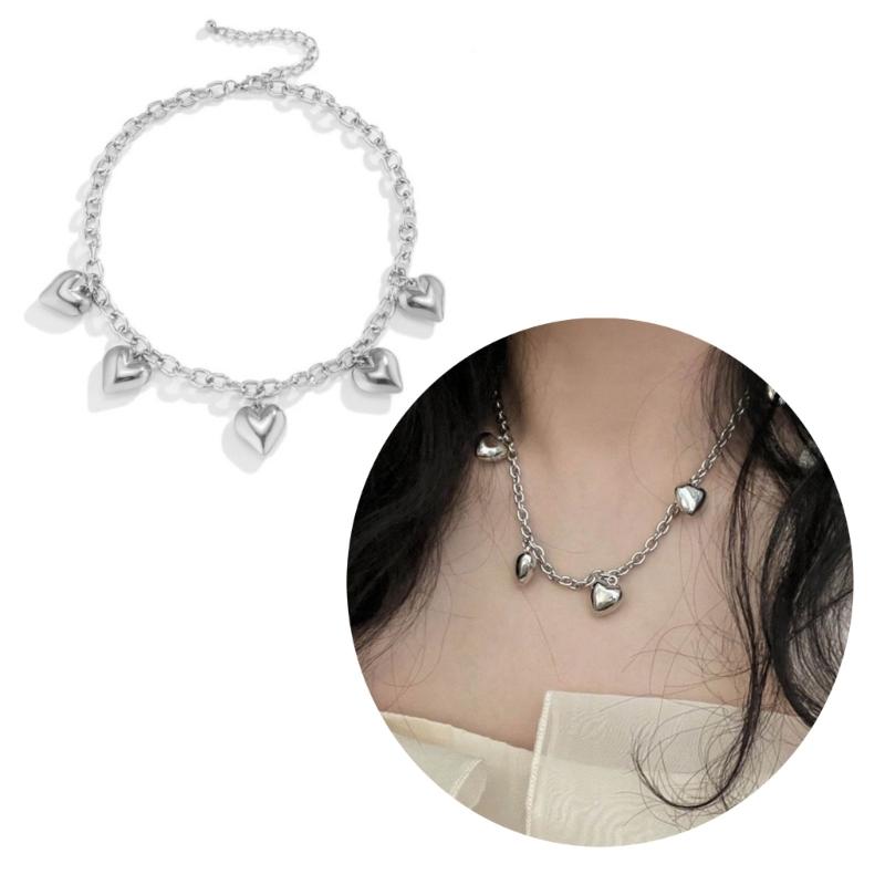 Heart Shape Designs Clavicle Necklace Love Heart Pendant Neckchains for Women Long Chains Collar Choker Party Jewelry