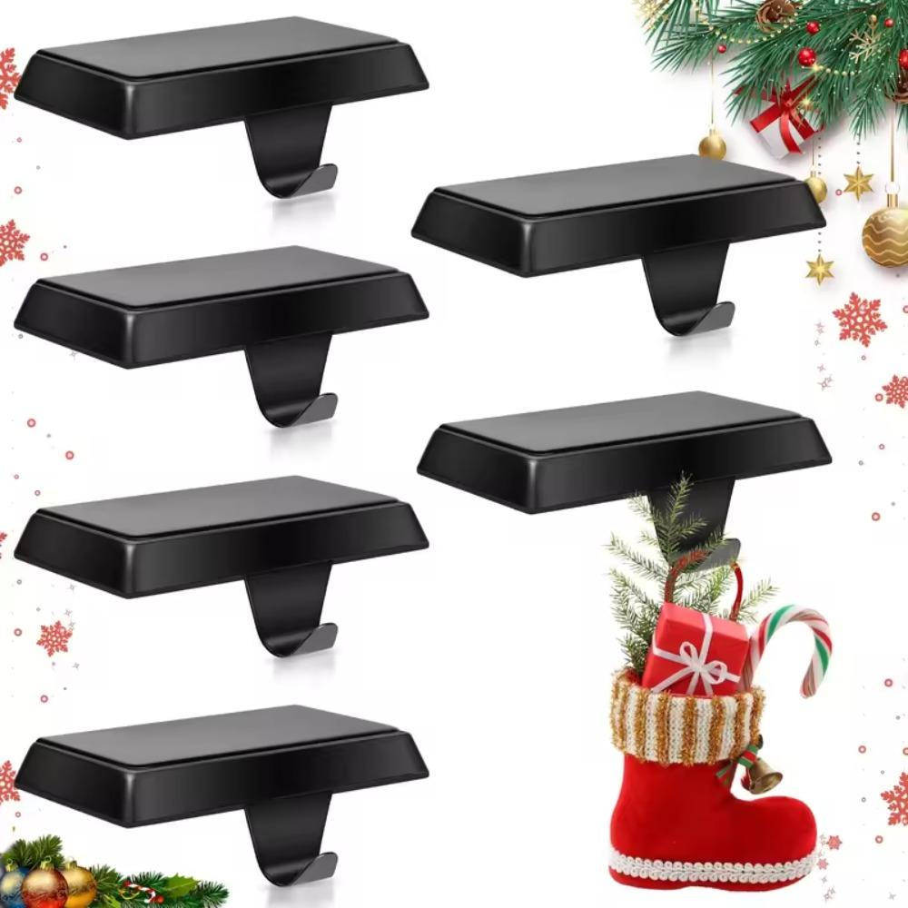 2pcs Non-Slip Christmas Stocking Holder Rectangular Fireplace Hook Christmas Stocking Hanger  Table