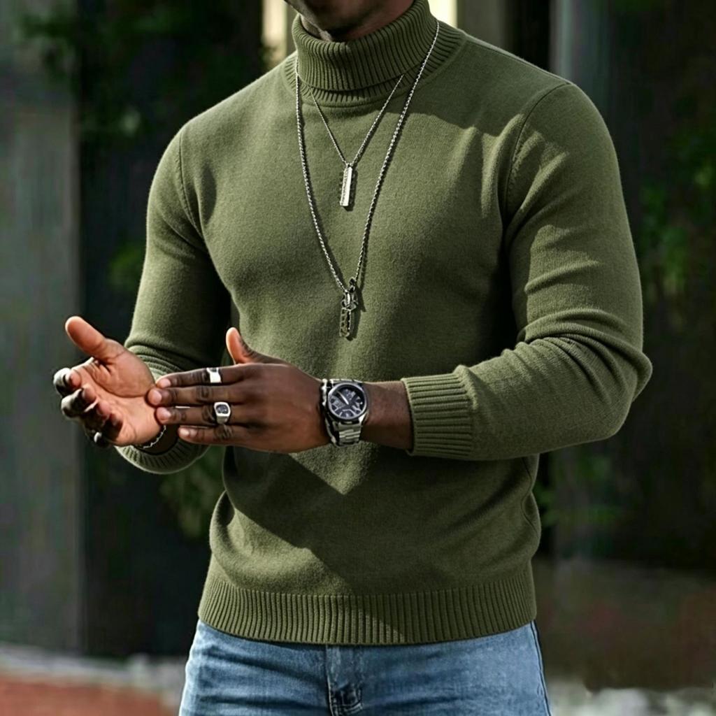 Men's Color Turtleneck Sweater for Casual Everyday Wear