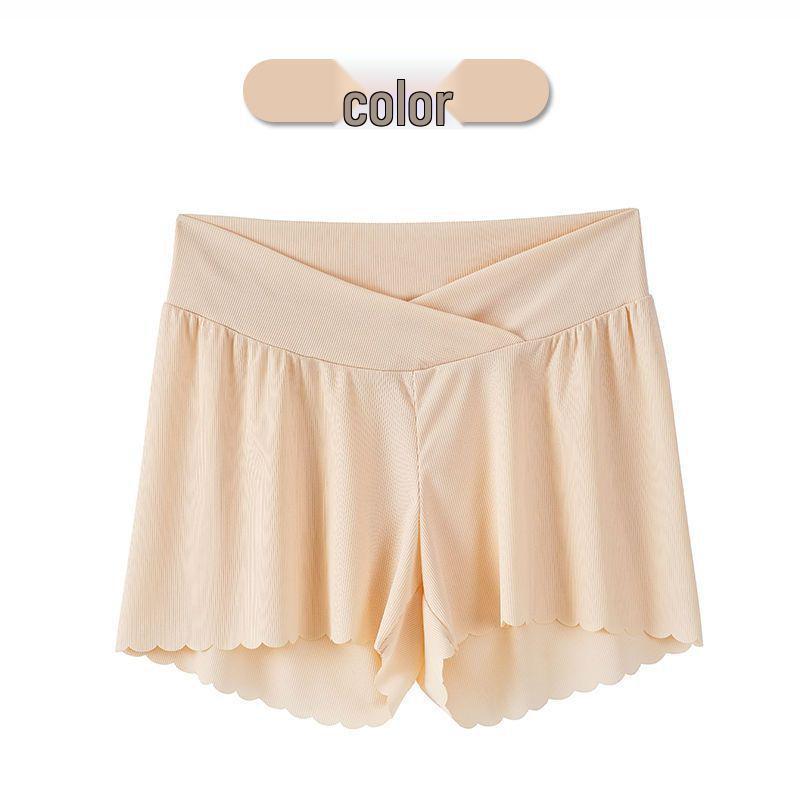 Ice Silk Maternity Shorts - Summer Style, Belly-Supporting, Loose Fit, Anti-Exposure Leggings, Ideal for Outdoor Wear
