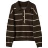 Sancai Striped Knit Collared Sweater