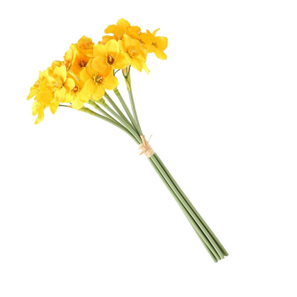 1 Bunch Realistic Artificial Daffodil Flowers Yellow Home Decoration Wedding Photography Props Lifelike Simulation Flower