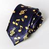 Classic Musical Notes Printed Tie Silky Narrow Neckties Slim Smooth Piano Guitar Necktie Simple Elegant Trendy Unisex Ties Gift