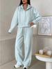 Women Two Piece Tracksuit Set Casual Long Sleeve Zip Up Hoodie Top High Waist Wide Leg Pants Loungewear