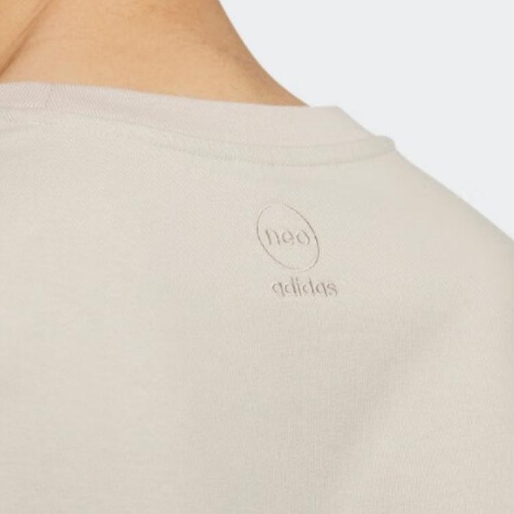 Adidas Neo Solid Color Crew Neck Casual Short Sleeve T-Shirt Unisex Tops Beige IK5185