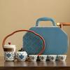 Ru Kiln Complete Set of Twisted Lotus Kung Fu Tea Set, Household Style Open Piece Teapot, High-end Guest Souvenir