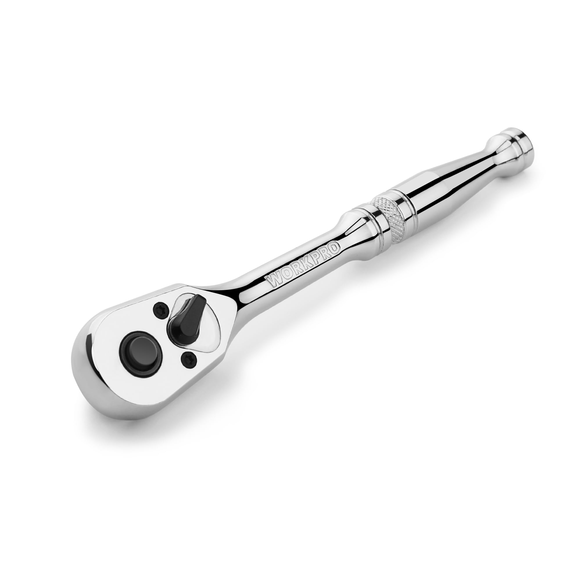 

WORKPRO 1/4 Drive Ratchet, Quick Release Reversible Ratchet Wrench, 72-Tooth 1/4 Drive Ratchet Handle, Chrome Alloy, Cr-Mo Head, Fully Polished.