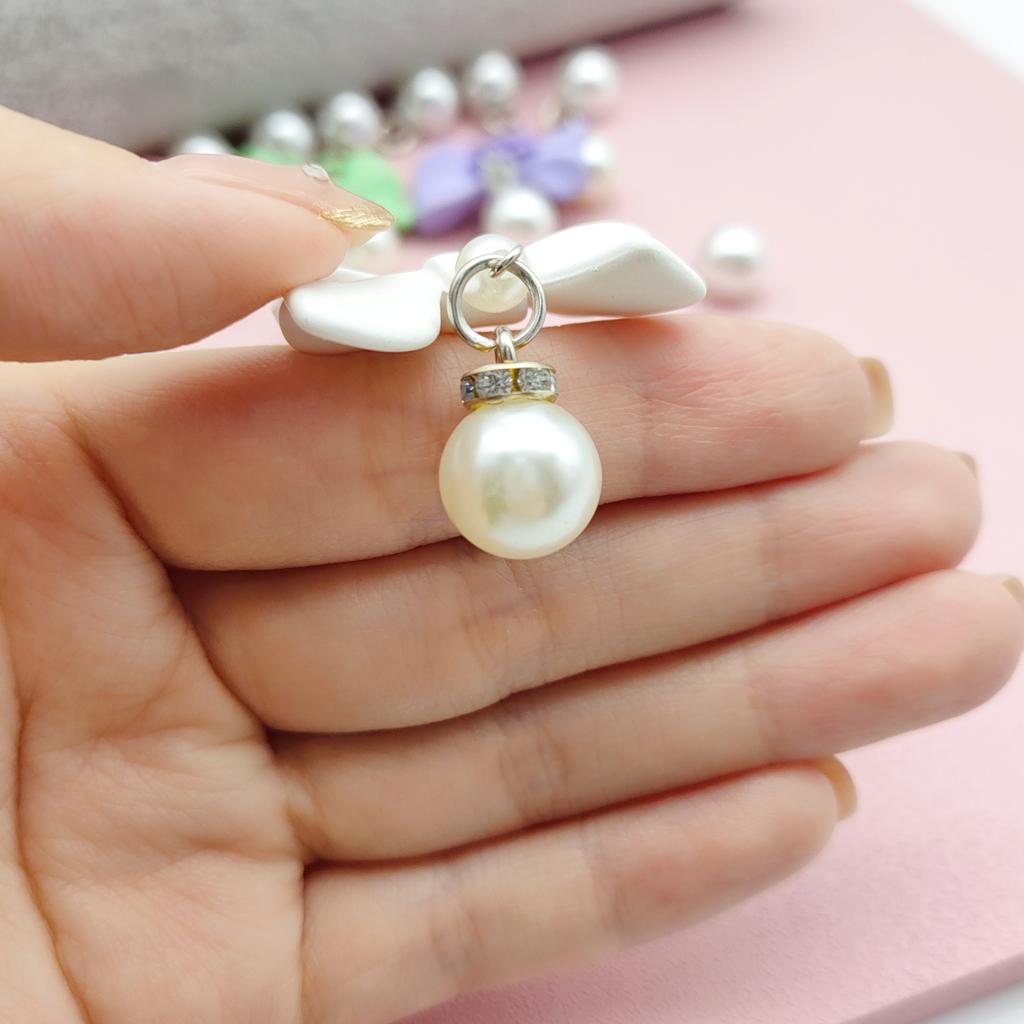 51298  500pcs/bag Round Shank Plastic ABS Pearl Button Rhinestone Pearl Pendant for DIY Keychain Jewelry Making