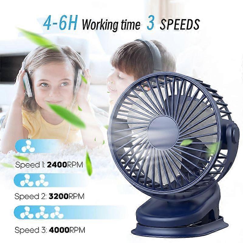 Kinscoter Mini Usb Fan Rechargeable Battery Fan With Timer Strong Wind 3 Speed Desktop Portable Quiet Office Camping Outdoor