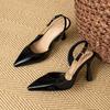 Black Women Slingback Sandals High Heel Small Big size 33 47