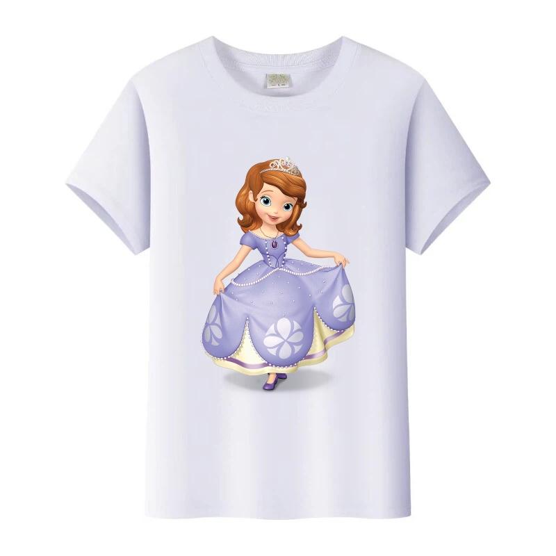 Disney Sofia První Princezna Kreslená Trička Dívčí Kulatý Výstřih Top Tričko Y2k Volné Halenky Harajuku Tričko Letní Oblečení Dárek