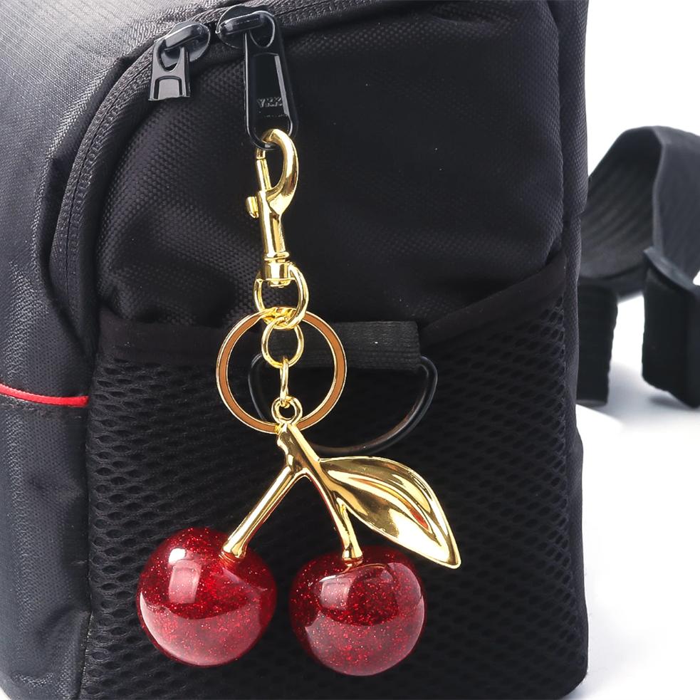 Moda Chaveiro Cereja Vermelha Frutas Cerejas Pingente Chaveiro para Mulheres Homens Joias Acessórios de Chave de Bolsa Presente