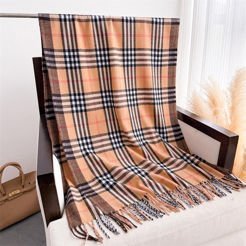 British Style Pattern Autumn And Winter Warm Scarf Women'S Shawl Fashion Versatile Commuter Fringed Imitation Cashmere Scarf