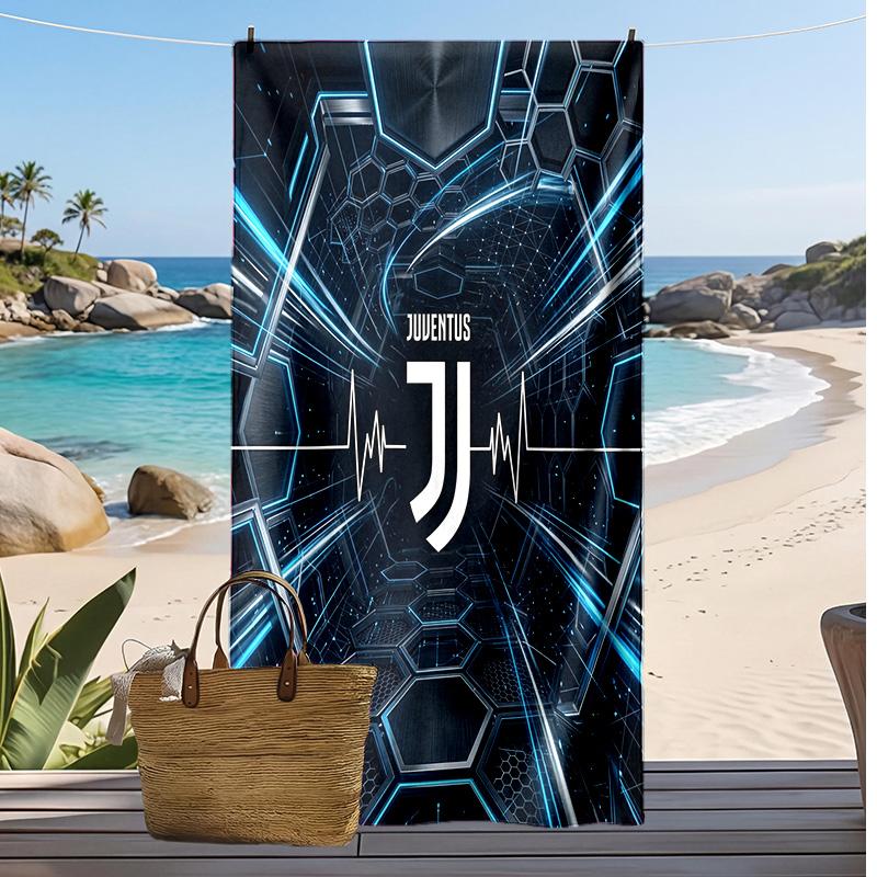 Toalla de Playa Impresa de la Juventus FC Toalla Suave de Secado Rápido Manta de Playa Rectangular Grande Portátil para Viajes Piscina